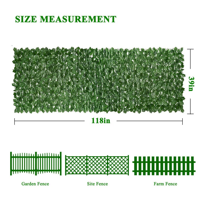 iCover Artificial Ivy Privacy Screen for Fence, 39x118in Strengthened Joint Prevent Leaves Falling Off, Faux Hedge Panels Greenery Vines, Decorative Fences for Outdoor Garden - Image 2